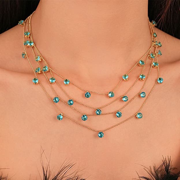 Trendy Elegant Multi-Layer Link Chain Pendant Necklace Women's Casual Heart Animal Alloy Zircon Perfect Clavicle