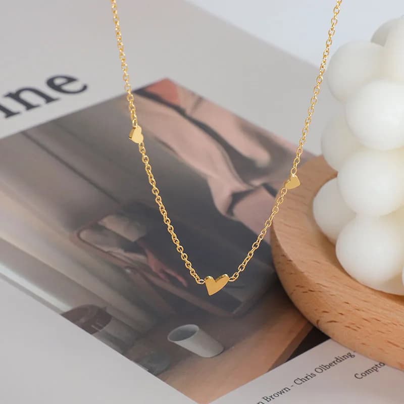 Gold Plated Stainless Steel Minimalist Jewelry Love Heart Necklace for Women