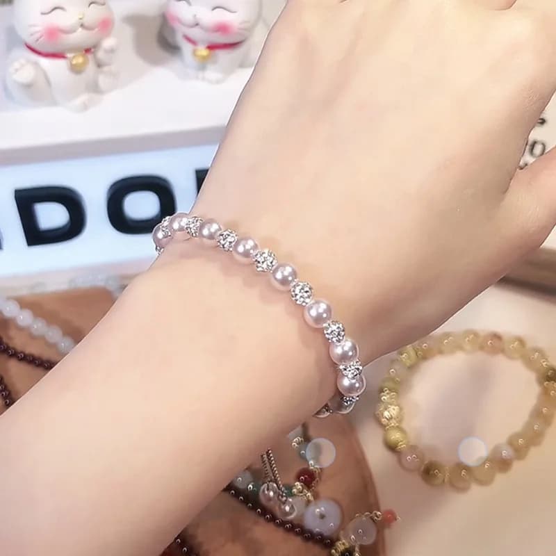 Rose-colored Baby's Breath Round Pearl U Shape Beaded Planet Light Luxury High-end New Chinese Style Business Gift
