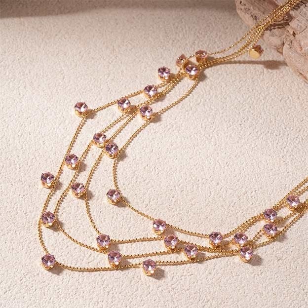 Trendy Elegant Multi-Layer Link Chain Pendant Necklace Women's Casual Heart Animal Alloy Zircon Perfect Clavicle