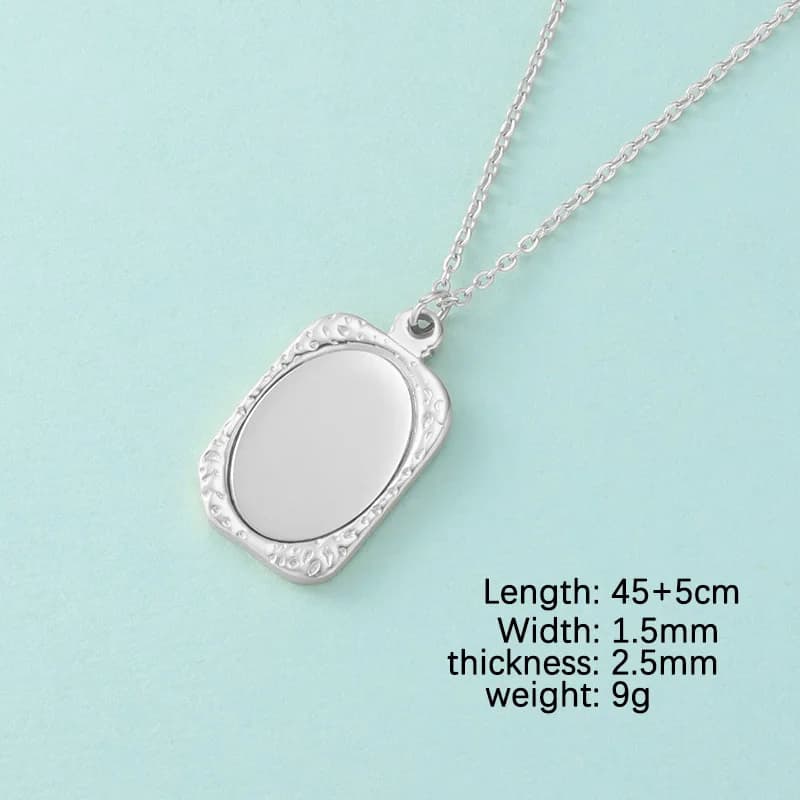 Premium Mirror Surface Photo Frame Necklace Stainless Steel Minimalist Square/Heart Locket Pendant Personalized Jewelry Gift