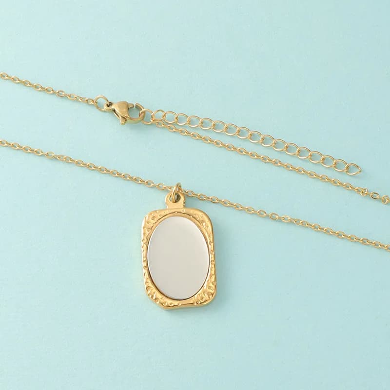 Premium Mirror Surface Photo Frame Necklace Stainless Steel Minimalist Square/Heart Locket Pendant Personalized Jewelry Gift
