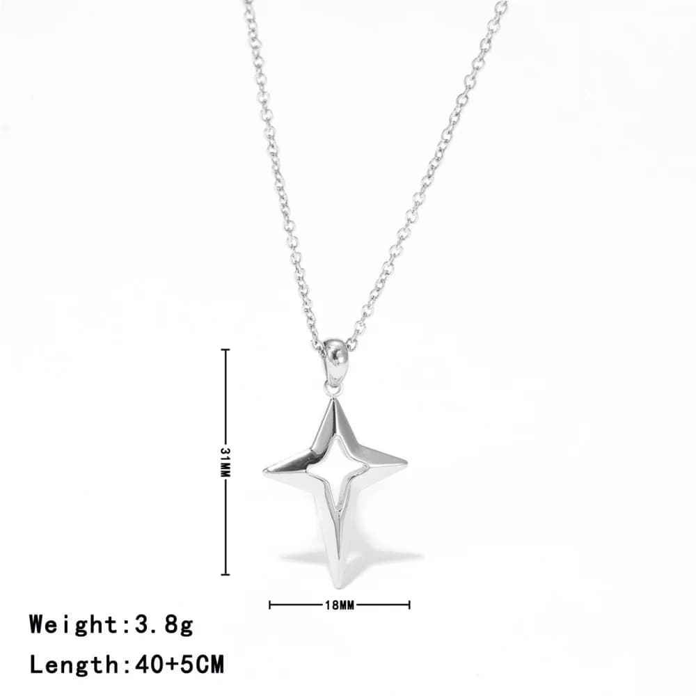 Hollow Star Necklace Women Fashion Gold Plated Layered Pendant Stainless Steel Jewelry Minimalist Design Charm Chains Necklaces