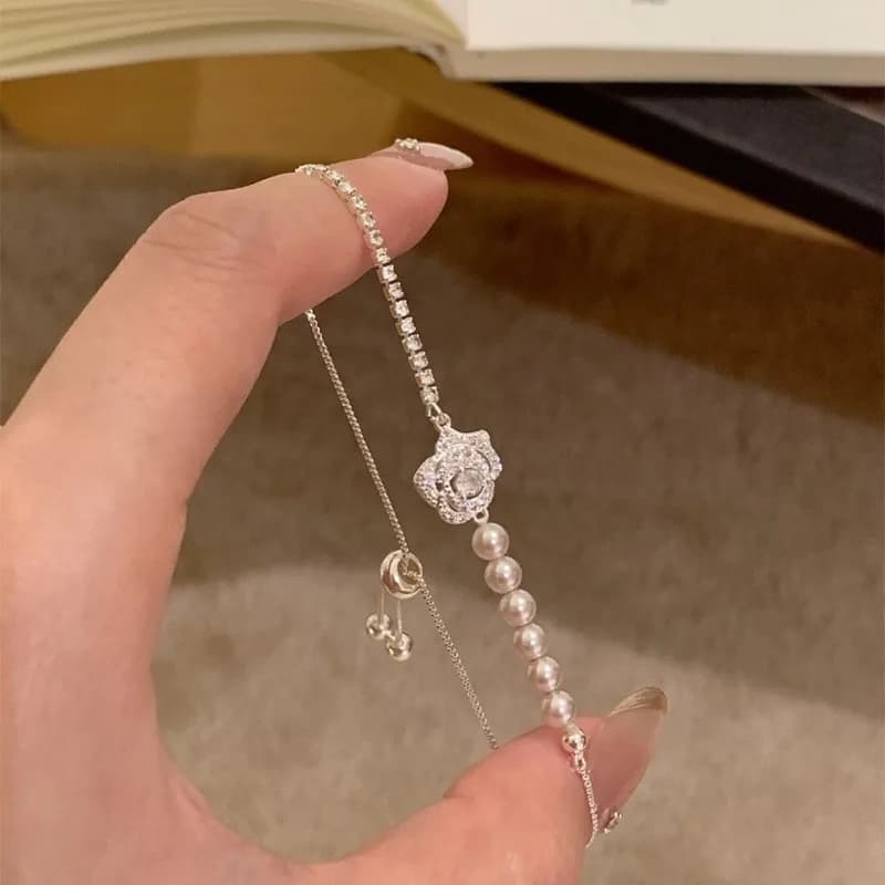 French-style Vintage Zircon Star Pearl Bracelet, Exquisite and Elegant, Versatile, Light Luxury, High-end Feel, Women's Jewelry