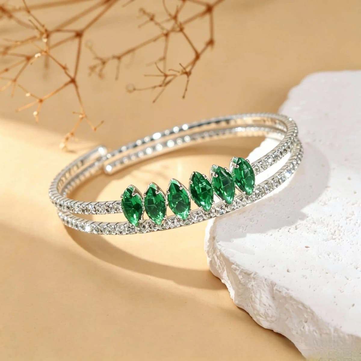Light Luxury Bracelet Micro Inlaid Rectangle Rhinestones Dual Layer Arrangement Assorted Rich Color Exquisite Bracelet