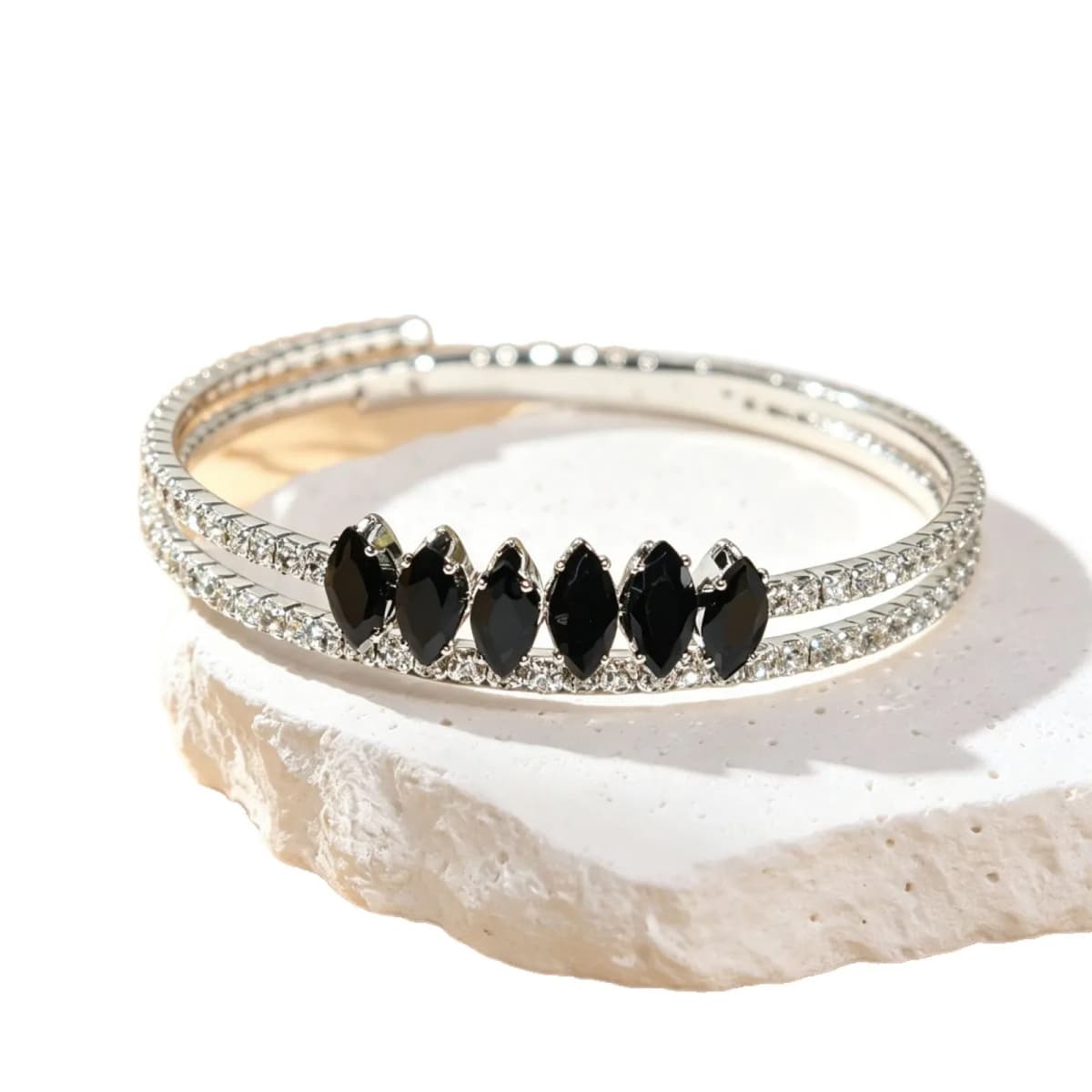 Light Luxury Bracelet Micro Inlaid Rectangle Rhinestones Dual Layer Arrangement Assorted Rich Color Exquisite Bracelet