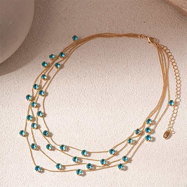 Trendy Elegant Multi-Layer Link Chain Pendant Necklace Women's Casual Heart Animal Alloy Zircon Perfect Clavicle