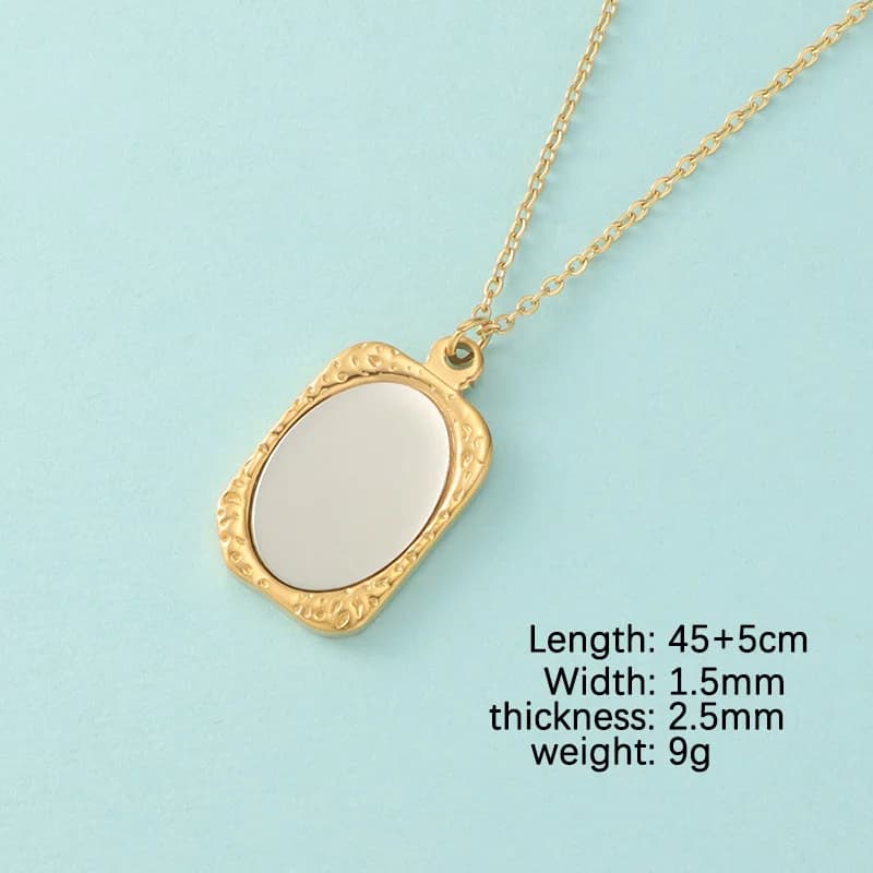 Premium Mirror Surface Photo Frame Necklace Stainless Steel Minimalist Square/Heart Locket Pendant Personalized Jewelry Gift