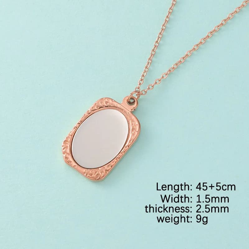 Premium Mirror Surface Photo Frame Necklace Stainless Steel Minimalist Square/Heart Locket Pendant Personalized Jewelry Gift